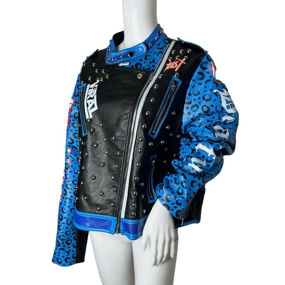 For Her NYC Women’s Studded Bling Moto Jacket - Picture 3 of 16